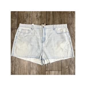 Good American Light Wash High Rise Cut Off Denim Jean Short Size 22 NWT